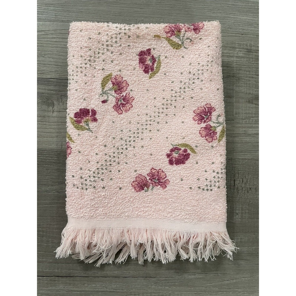 Vintage New With Tag ‎ Pink Flower Cotton Bath Towel